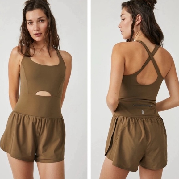 Free People Righteous Runsie Olive Green - L - Picture 2 of 4